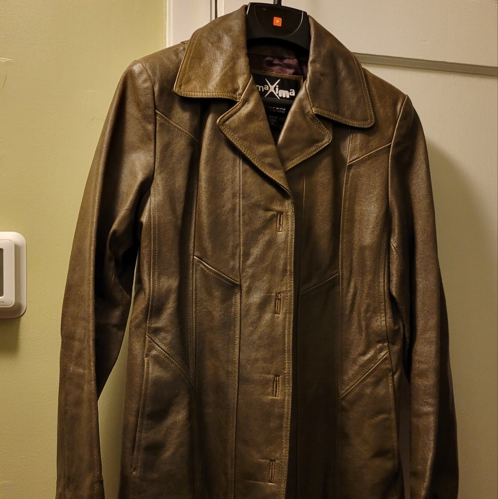 Olive Green 100% Leather Jacket